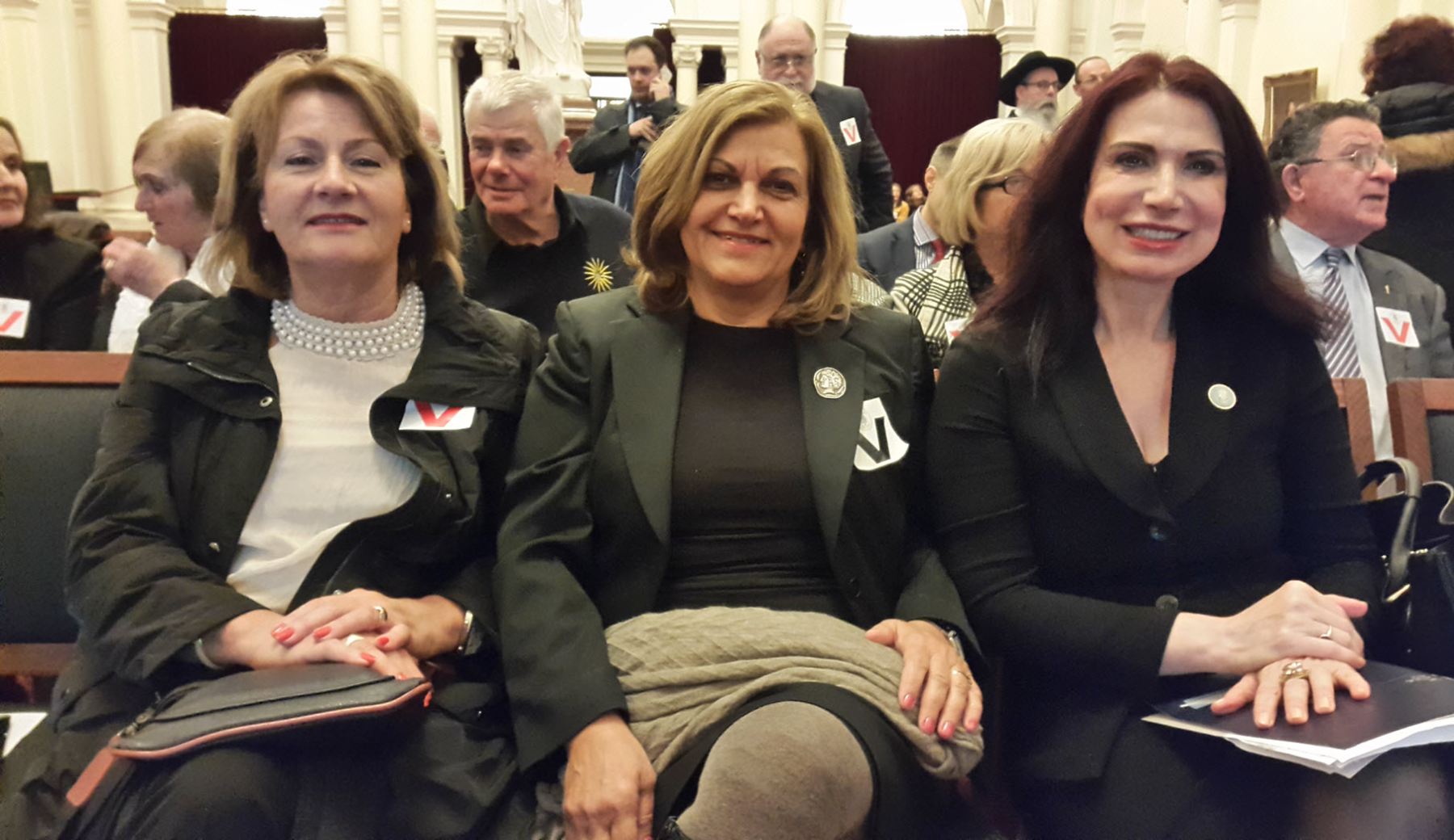 Mrs T. Mavroudis, Mrs A. Garivaldis, Mrs E. Dafaranos (main speaker)